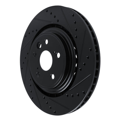 R1 Concepts R1 20-25 Lexus RX350 Front Right Drilled & Slotted Black Brake Rotor