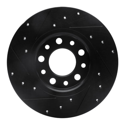 R1 Concepts R1 2014-2022 Chrysler 200 Rear Right Drilled & Slotted Black Brake Rotor