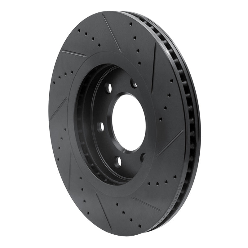 R1 Concepts R1 07-24 Infiniti QX56 Front Left Drilled & Slotted Black Brake Rotor