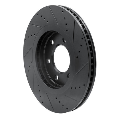 R1 Concepts R1 07-24 Infiniti QX56 Front Left Drilled & Slotted Black Brake Rotor