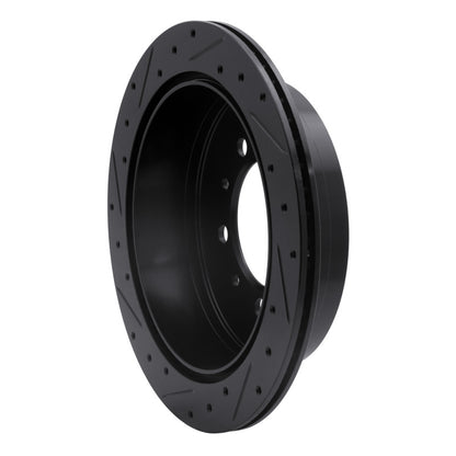 R1 Concepts R1 07-22 Lexus LX570 Rear Right Drilled & Slotted Black Brake Rotor
