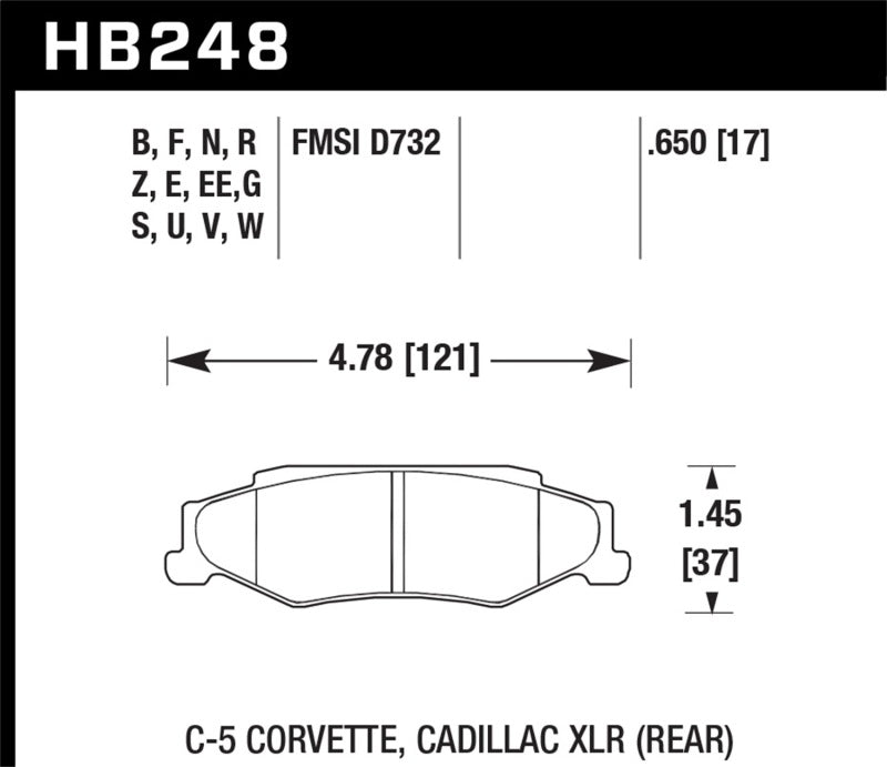 Hawk Performance Hawk 04-09 Cadillac XLR / 97-11 Chevrolet Corvette DTC-60 Race Rear Brake Pads