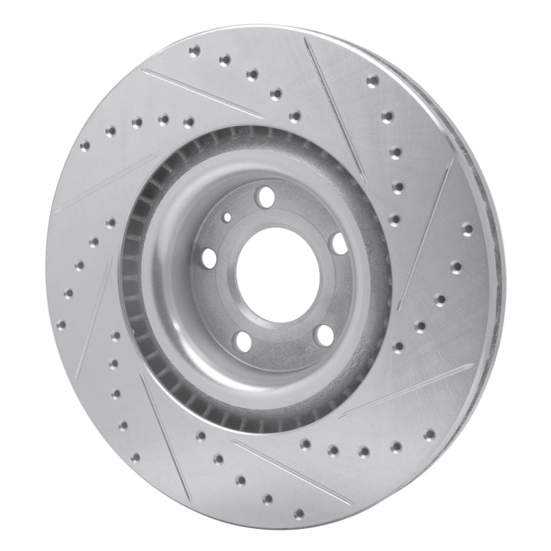 R1 Concepts R1 04-09 Audi S4 Front Left Drilled & Slotted Silver Brake Rotor