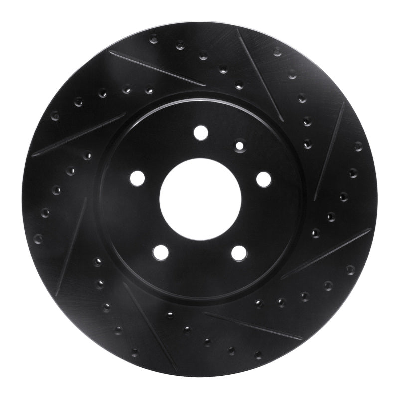 R1 Concepts R1 09-11 Cadillac STS Front Right Drilled & Slotted Black Brake Rotor