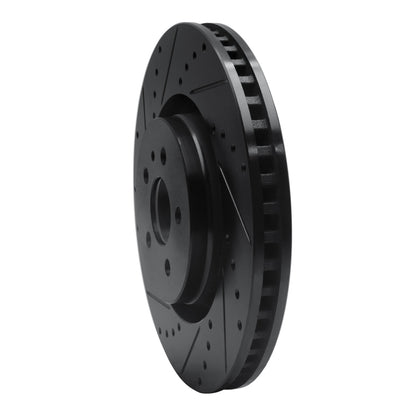 R1 Concepts R1 15-21 Ford Edge Front Left Drilled & Slotted Black Brake Rotor