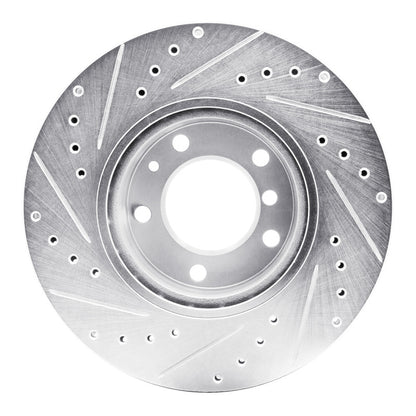 R1 Concepts R1 87-95 BMW 540I Front Right Drilled & Slotted Silver Brake Rotor
