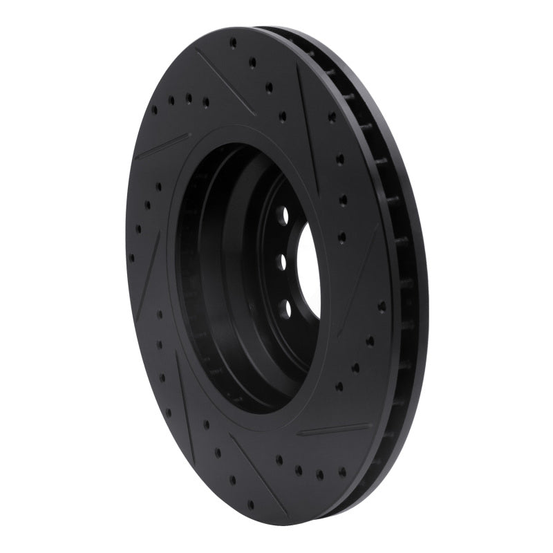 R1 Concepts R1 07-15 BMW 335I xDrive Front Left Drilled & Slotted Black Brake Rotor