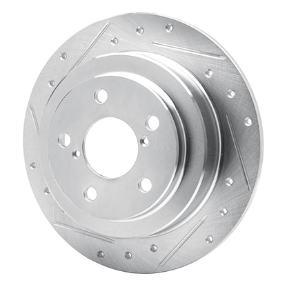 R1 Concepts R1 90-08 Saab 9-2X Rear Left Drilled & Slotted Silver Brake Rotor