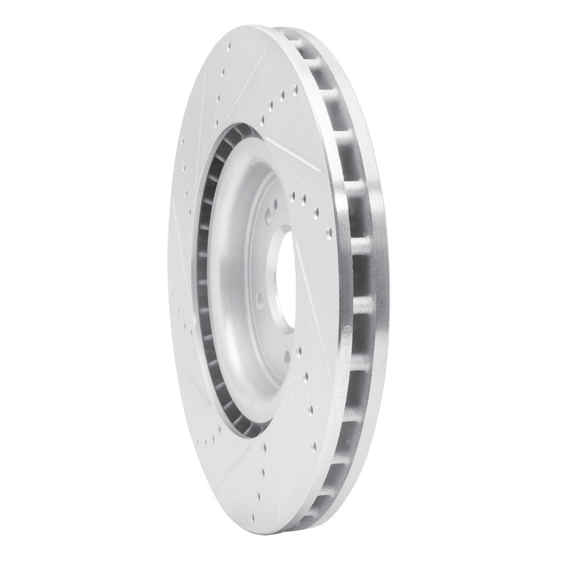 R1 Concepts R1 08-15 Mitsubishi Lancer Front Right Drilled & Slotted Silver Brake Rotor
