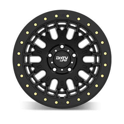 Dirty Life DT-3 17X9 6x139.7 -12 Offset - Satin Black w/ Simulated Beadlock