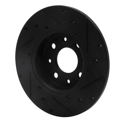R1 Concepts R1 13-19 Fiat 500E Rear Left Drilled & Slotted Black Brake Rotor