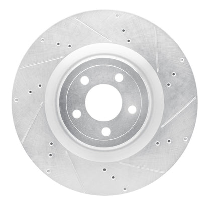 R1 Concepts R1 15-23 Ford Mustang Front Right Drilled & Slotted Silver Brake Rotor