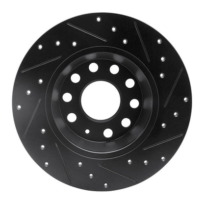 R1 Concepts R1 05-18 Audi A3 Quattro Rear Left Drilled & Slotted Black Brake Rotor