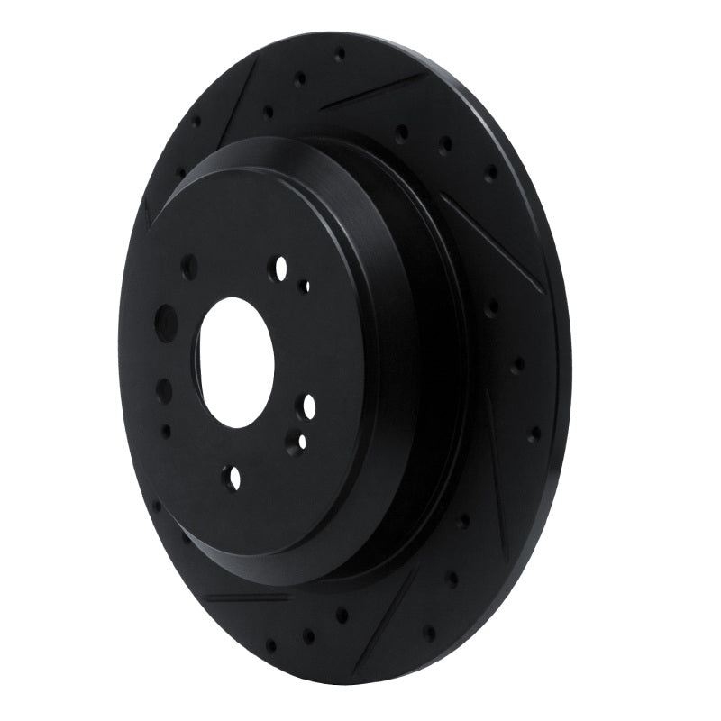 R1 Concepts R1 14-16 Acura MDX Rear Left Drilled & Slotted Black Brake Rotor