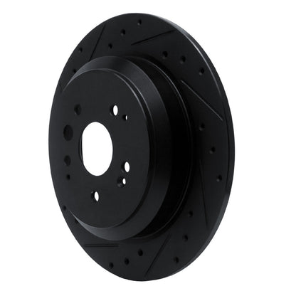 R1 Concepts R1 14-16 Acura MDX Rear Left Drilled & Slotted Black Brake Rotor