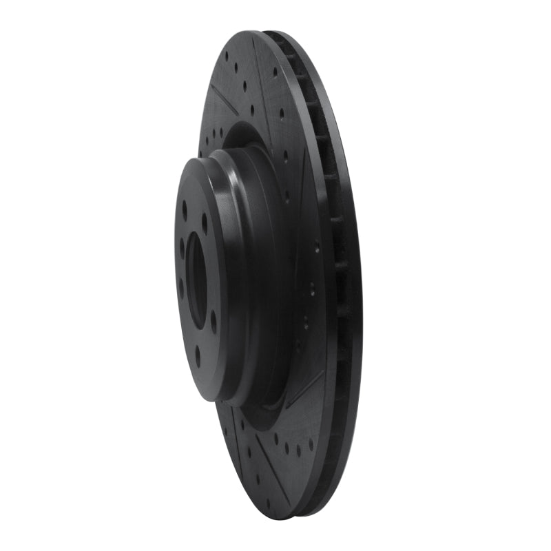 R1 Concepts R1 09-19 BMW 760LI Rear Right Drilled & Slotted Black Brake Rotor