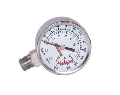 Kleinn Air Horns Kleinn Stem Mount Analog Chrome-Plated Air Gauge/ 0-250 PSI - 1/4In M NPT Inlet