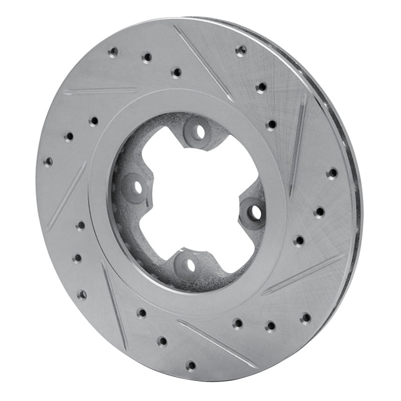 R1 Concepts R1 81-88 Nissan Maxima Front Left Drilled & Slotted Silver Brake Rotor