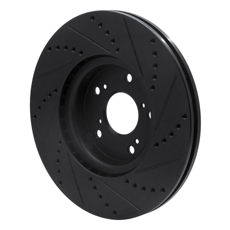 R1 Concepts R1 04-08 Acura TL Front Left Drilled & Slotted Black Brake Rotor
