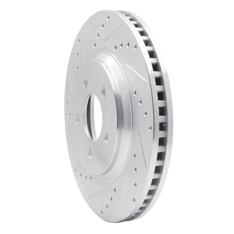 R1 Concepts R1 05-14 Ford Mustang Front Left Drilled & Slotted Silver Brake Rotor