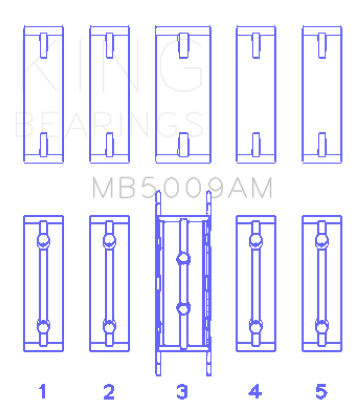King Engine Bearings Ford Fiesta 1.25I (ZETec/Ecoboost 1.6) (Size +0.75mm) Main Bearing Set