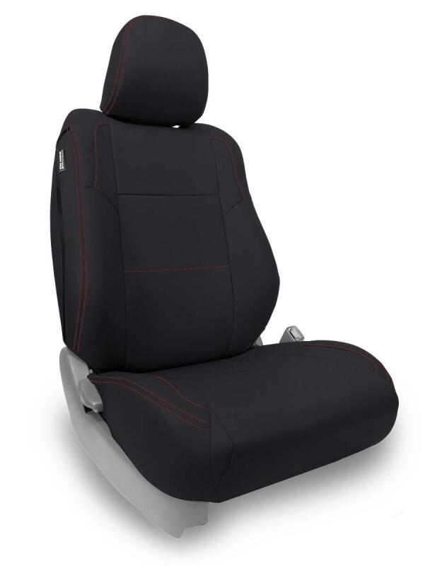PRP Seats PRP 12-15 Toyota Tacoma Front Seat Covers/ Fold Flat Edition (Pair) - Black with Red Stitching