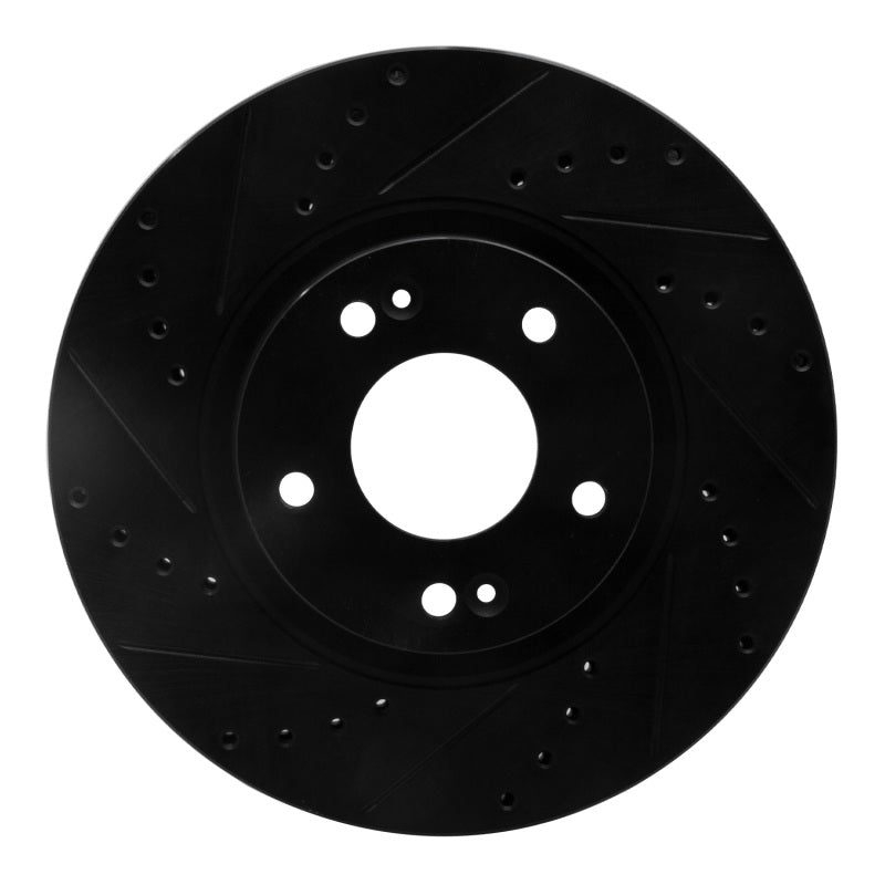 R1 Concepts R1 10-13 Hyundai Santa Fe Front Left Drilled & Slotted Black Brake Rotor