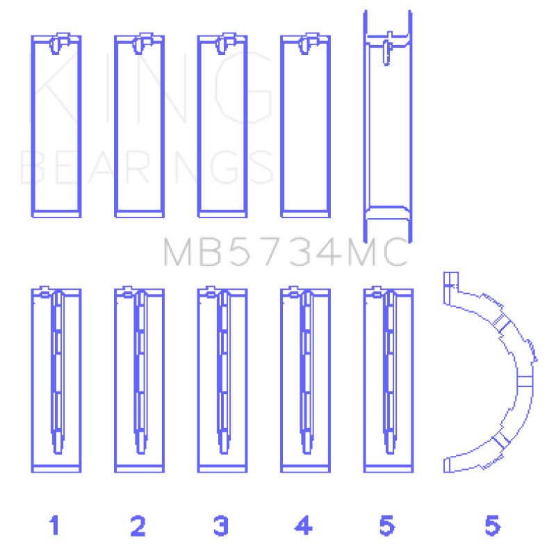 King Engine Bearings Ford 302 CID Coyote (Size 0.25) Main Bearing Set
