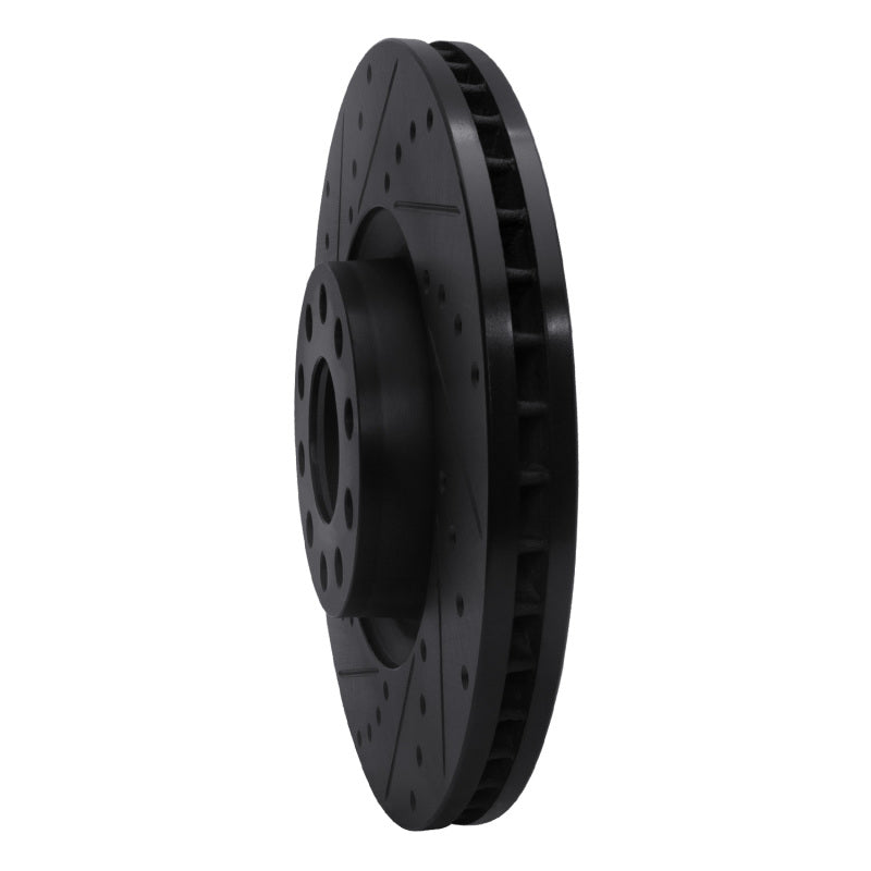 R1 Concepts R1 99-04 Audi S6 Front Left Drilled & Slotted Black Brake Rotor