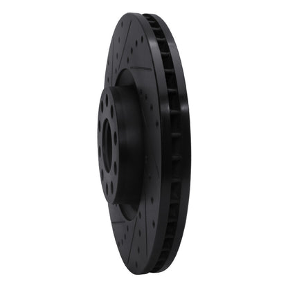 R1 Concepts R1 99-04 Audi S6 Front Left Drilled & Slotted Black Brake Rotor