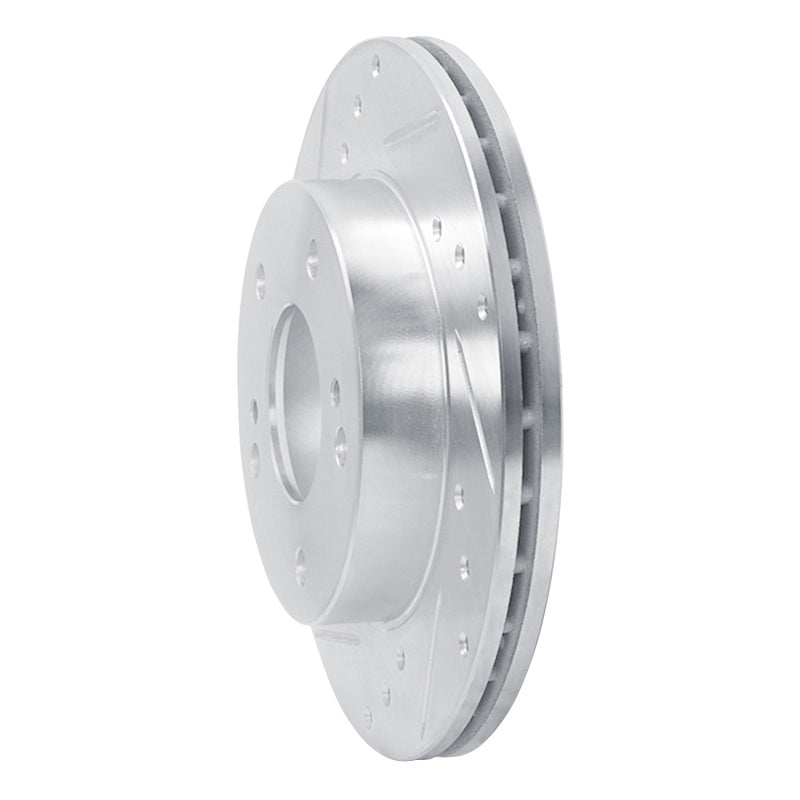 R1 Concepts R1 94-96 Nissan 240SX Front Left Drilled & Slotted Silver Brake Rotor