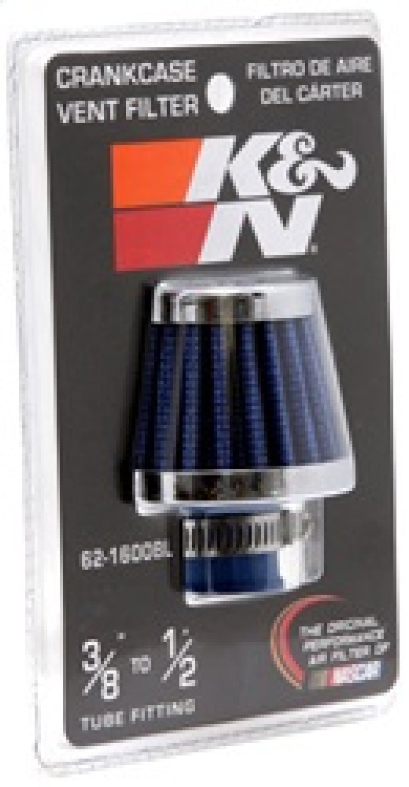K&N Engineering K&N 2in Base OD x .375in Flange ID x 1.75in H Rubber Base Crankcase Vent Filter - Blue