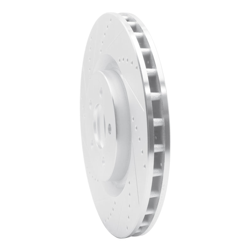 R1 Concepts R1 07-14 Ford Mustang Front Left Drilled & Slotted Silver Brake Rotor