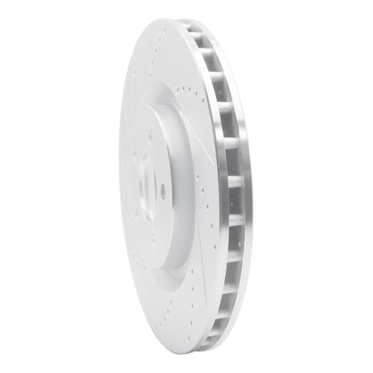 R1 Concepts R1 07-14 Ford Mustang Front Left Drilled & Slotted Silver Brake Rotor