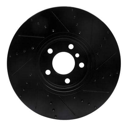 R1 Concepts R1 10-18 BMW 535I GT Right Front Drilled & Slotted Black Brake Rotor