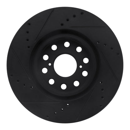 R1 Concepts R1 93-98 Toyota Supra Front Right Drilled & Slotted Black Brake Rotor