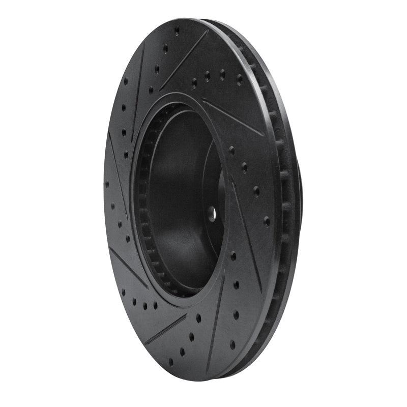 R1 Concepts R1 89-95 BMW 525IT Front Right Drilled & Slotted Black Brake Rotor