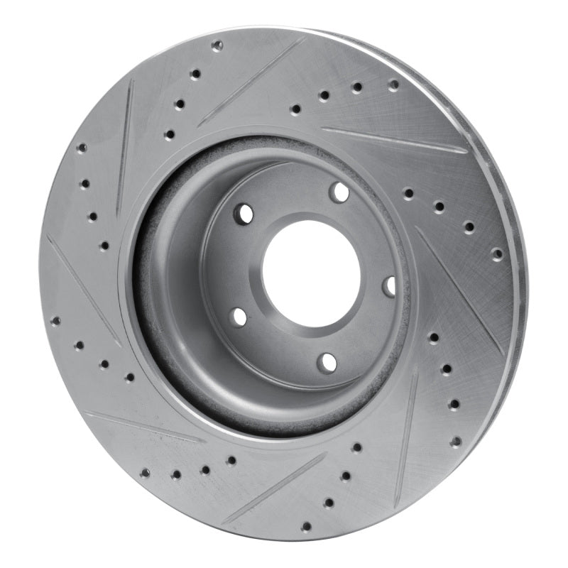 R1 Concepts R1 05-06 Pontiac GTO Front Right Drilled & Slotted Silver Brake Rotor