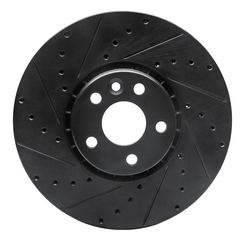 R1 Concepts R1 10-16 Volvo XC60 Front Left Drilled & Slotted Black Brake Rotor