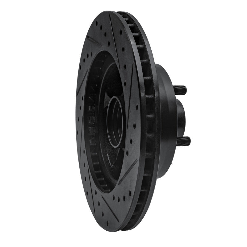R1 Concepts R1 68-73 Ford Mustang Front Left Drilled & Slotted Black Brake Rotor