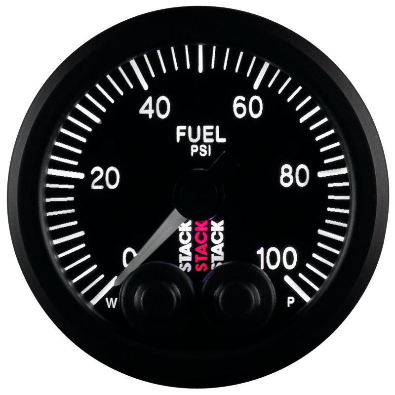 Autometer Stack Instruments Pro Control 52mm 0-100 PSI Fuel Pressure Gauge - Black (1/8in NPTF Male)