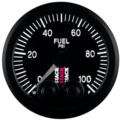 Autometer Stack Instruments Pro Control 52mm 0-100 PSI Fuel Pressure Gauge - Black (1/8in NPTF Male)