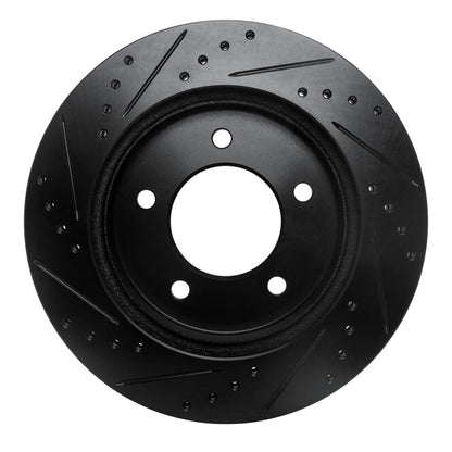 R1 Concepts R1 97-04 Ford F-150 4WD Front Right Drilled & Slotted Black Brake Rotor