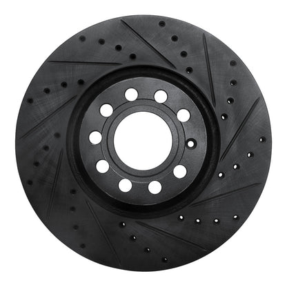 R1 Concepts R1 97-06 Audi A4 Quattro Front Right Drilled & Slotted Black Brake Rotor