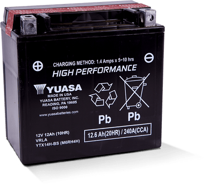 Yuasa Battery Yuasa YTX14H-BS High Performance AGM 12-Volt Battery w/Bottle