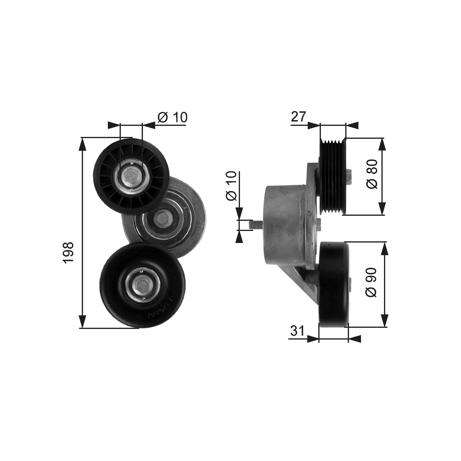 GATES GATT38167 V-Ribbed Belt Tensioner Pulley