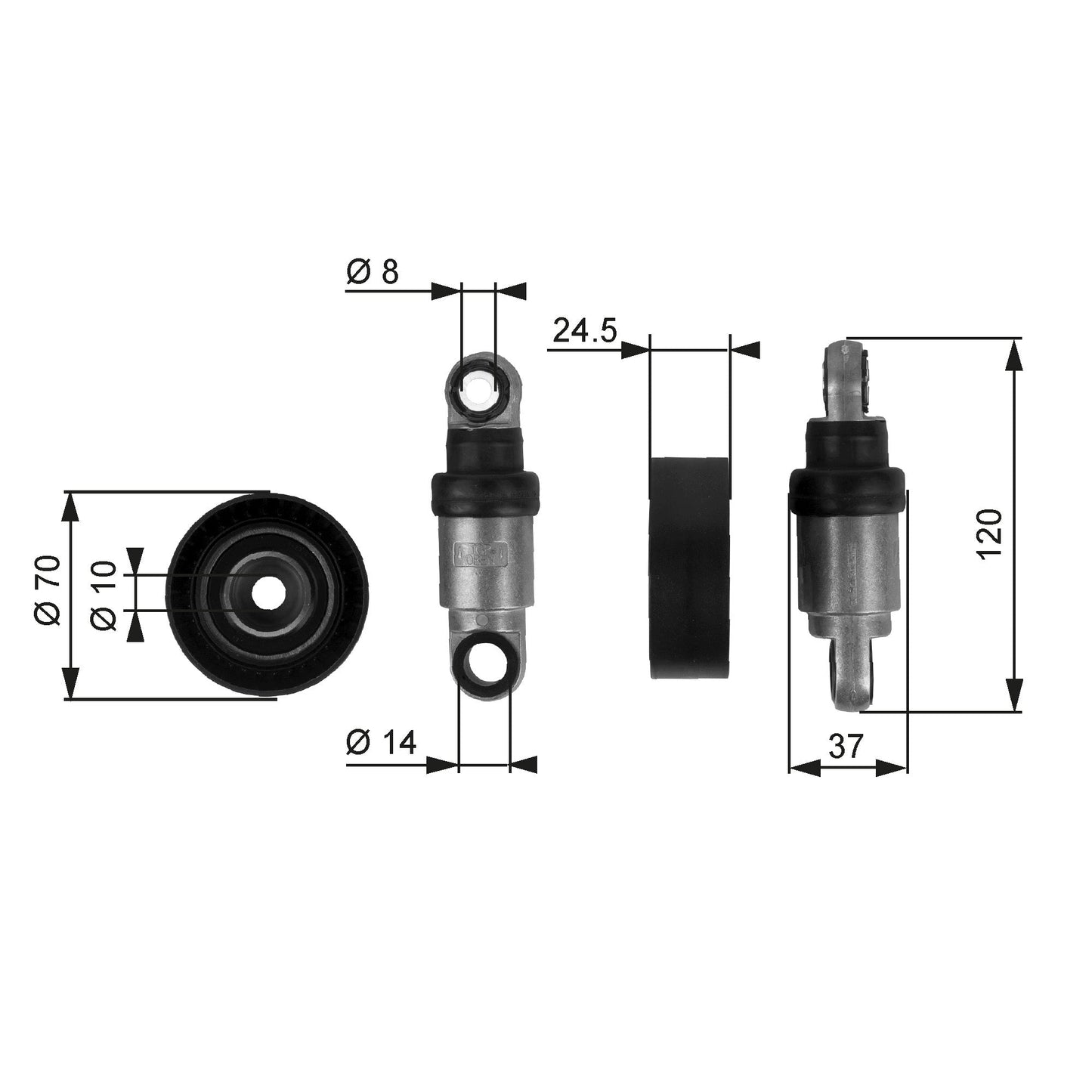 GATES GATT38242 V-Ribbed Belt Tensioner Pulley