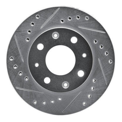 R1 Concepts R1 84-06 Honda CRX Front Left Drilled & Slotted Silver Brake Rotor