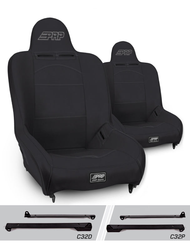 PRP Seats PRP Premier High Back Suspension Seats Kit for Jeep Wrangler CJ7/YJ (Pair) - Black
