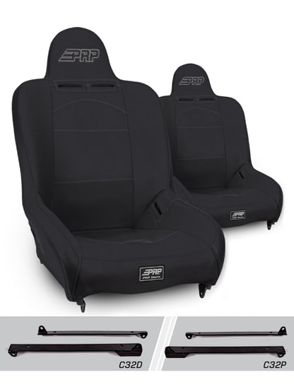PRP Seats PRP Premier High Back Suspension Seats Kit for Jeep Wrangler CJ7/YJ (Pair) - Black
